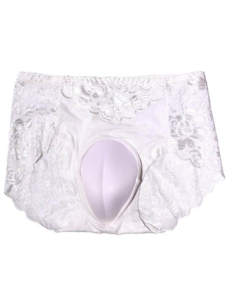 Sexy Crossdressing Lace Breathable Nylon Briefs