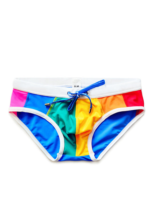 D.M Low Waist Sexy Rainbow Swim Briefs