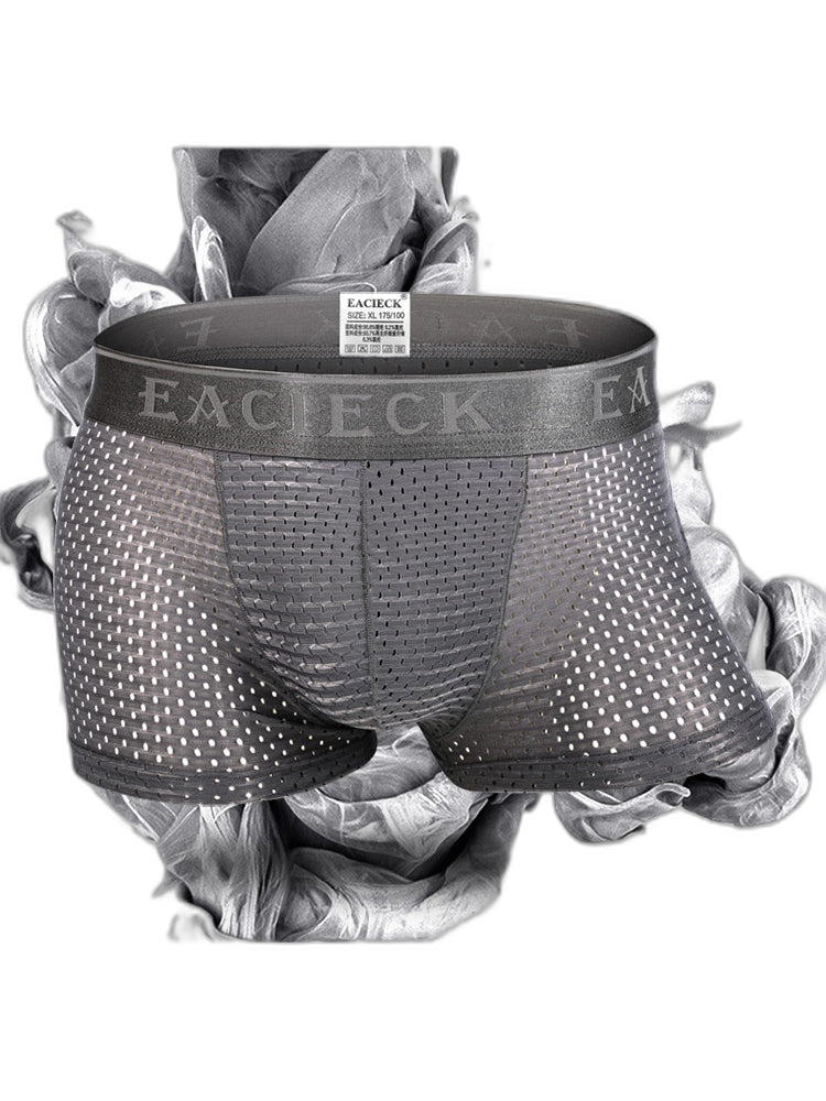 Men's Mesh Thin Ice Silk High-Stretch Comfy Waistband Trunks