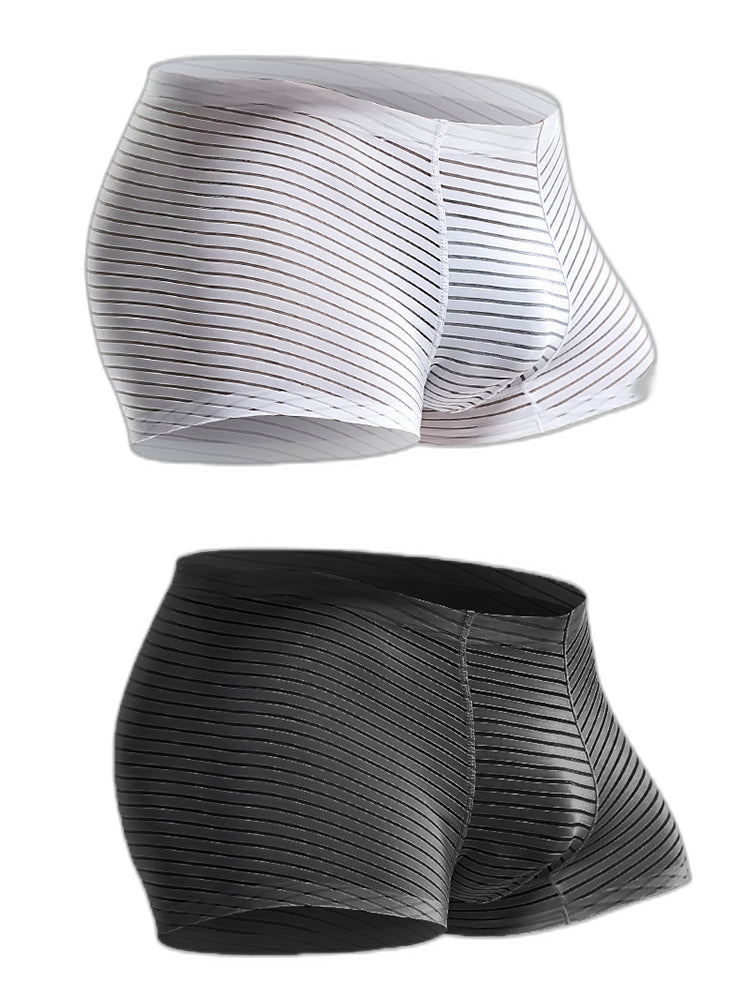 2 Pack Silk Striped Men's Super Thin Underwear