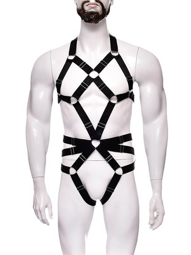 Men's Sexy Elastic Strappy Hollow-Out Bodysuit