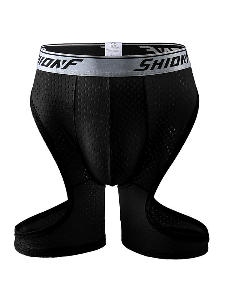 Men's Dual Side Cutouts Mesh Lengthened Trunks