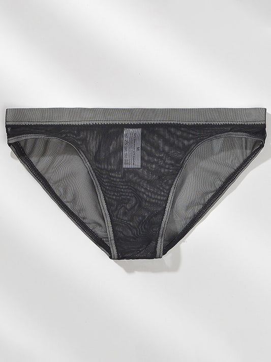 Men's Sexy Sheer Mesh Solid-Color Briefs