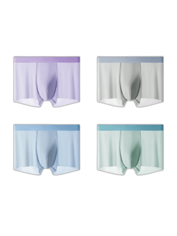 4-Pack Men's Stretch Fit Anti-Odor Seamless Ice Silk Trunks