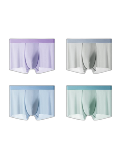 4-Pack Men's Stretch Fit Anti-Odor Seamless Ice Silk Trunks