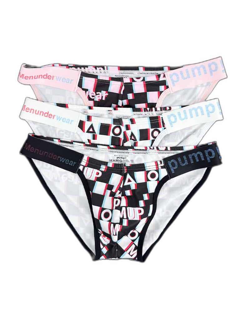 2 Pack Men's Breathable Alphabet-Print Expanded Pouch Briefs