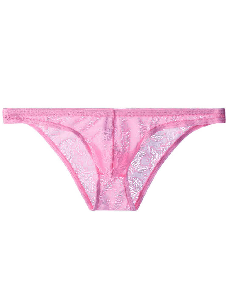 Men's Sexy Breathable Pouch Low-Rise Lace Briefs
