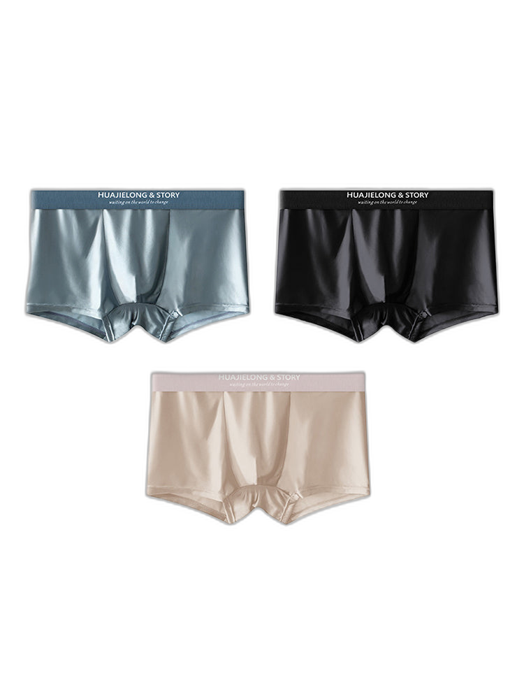 3 Pack Men's Solid-Color Breathable Trunks