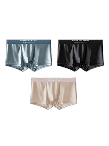 3 Pack Men's Solid-Color Breathable Trunks