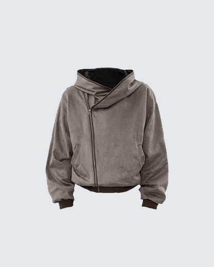 Faux Fur Zip-Up Hoodie