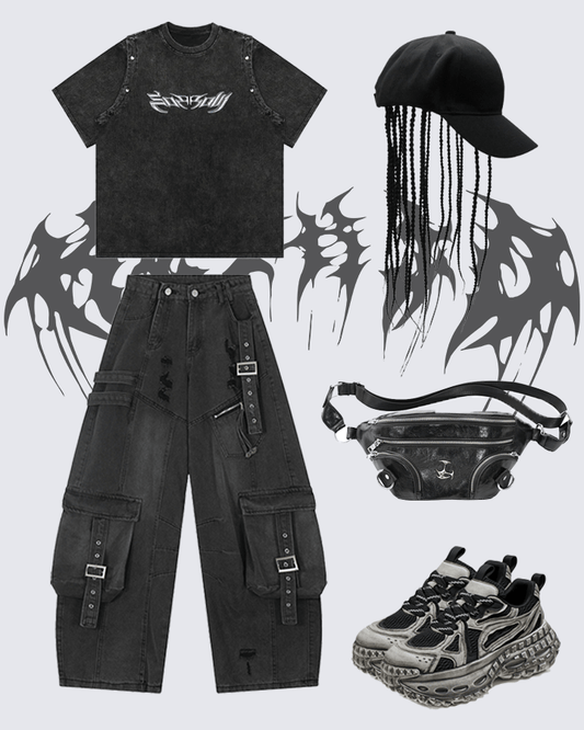 Ripped Denim Cargo Pants – Street Style