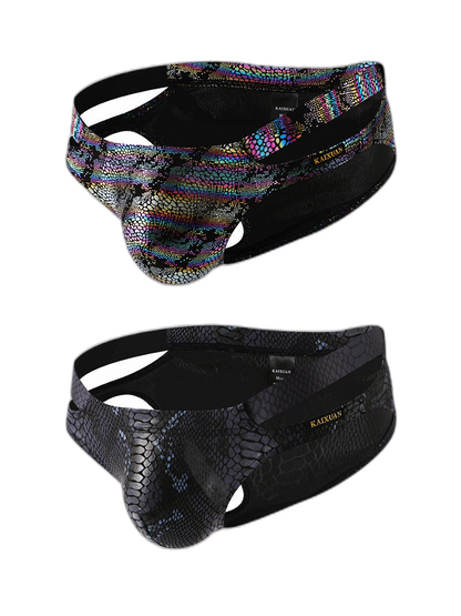 2-pack Men's Snake Print Hollow Briefs