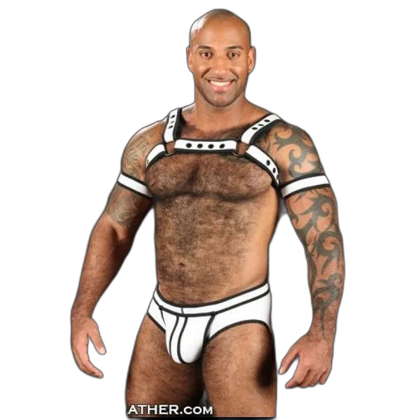 Mr S Leather Neoprene Bulldog Harness | White