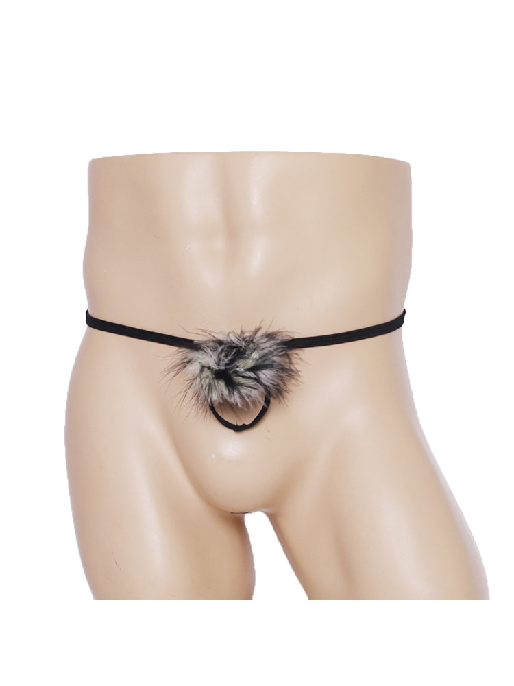 Men's Revealing Buttocks Fluffy Thong