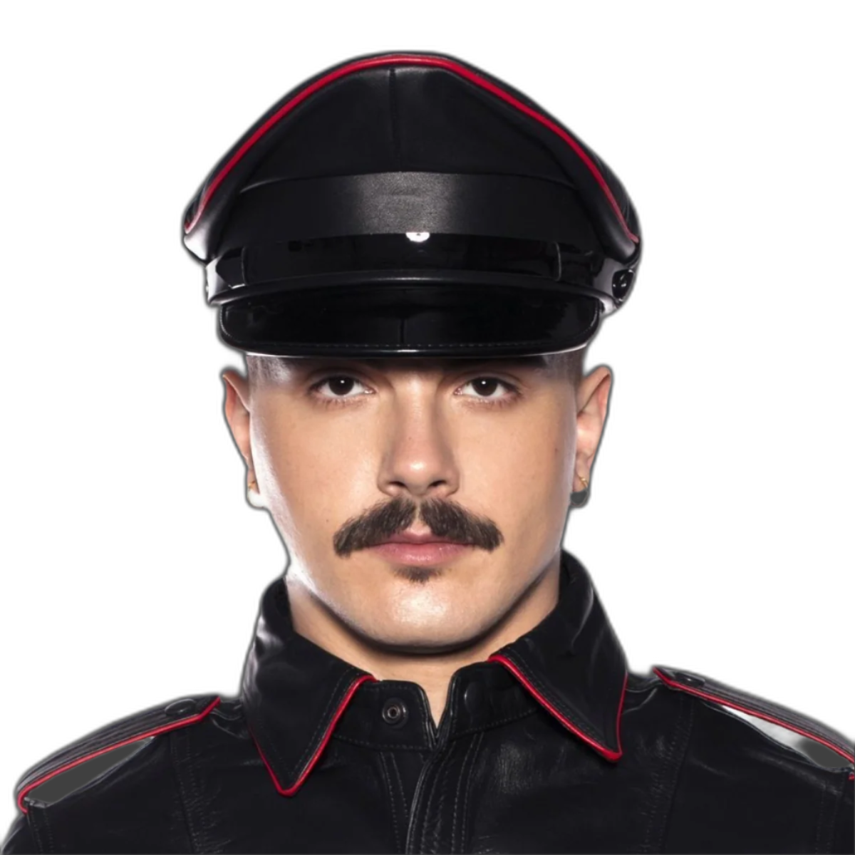 Prowler RED Leather Military Muir Cap Red Trim