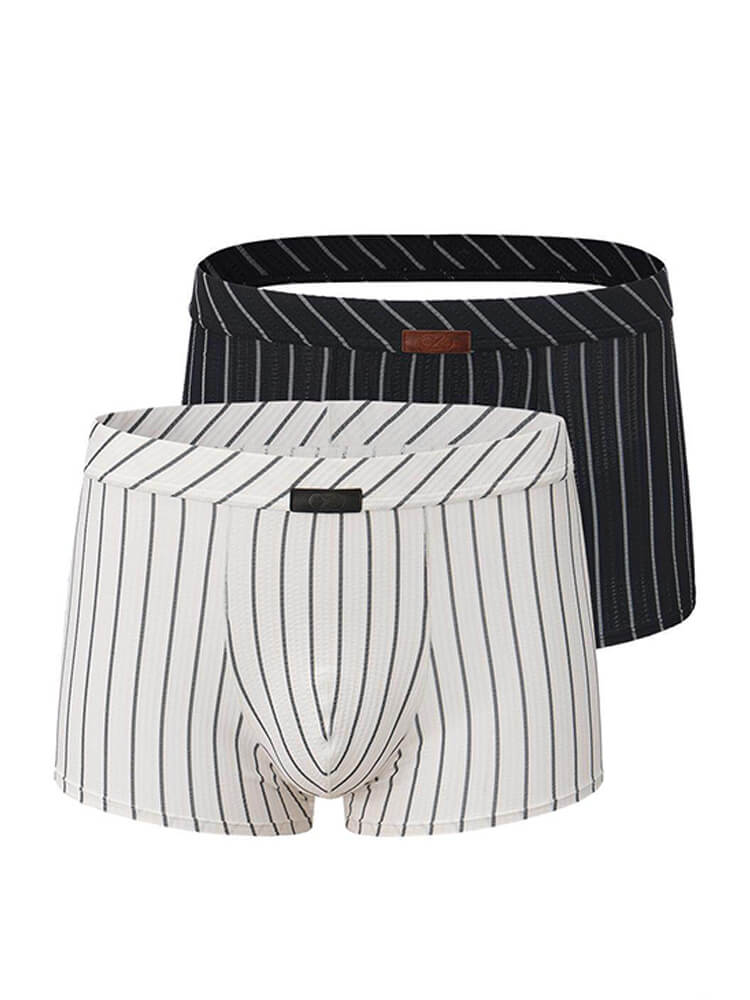 Men's Striped Cutout Exposed Buttocks Sports Boxer Briefs