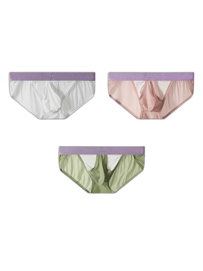 3 Pack Men's Ice Silk Breathable Mesh Low-Rise Classic Briefs