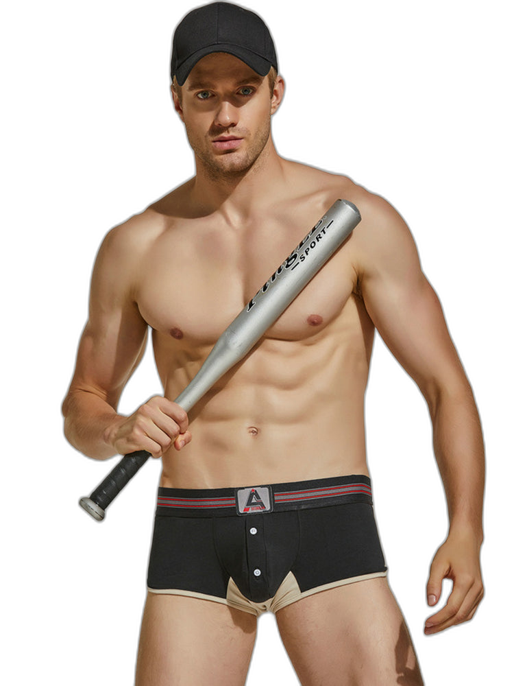 Men's Spliced Color Trunks With Button Fly