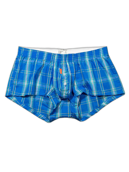 Men's Classic Plaid Cotton Trunks With Button Fly