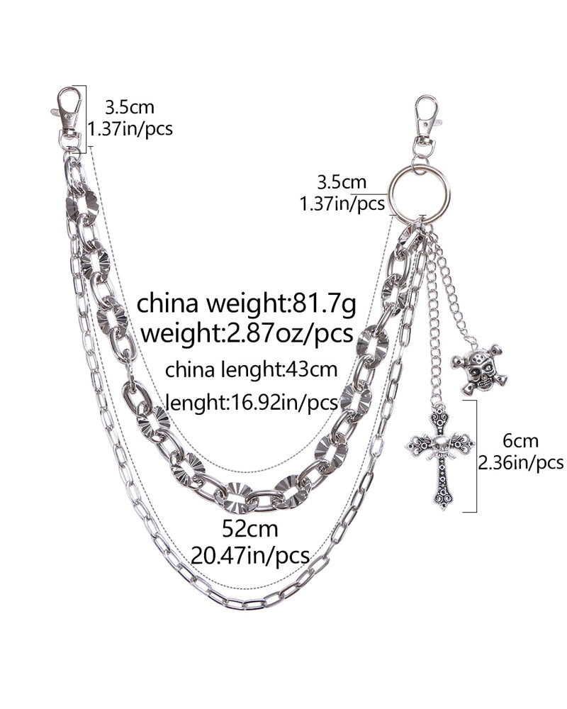Punk Double-Layer Skull Cross Pants Chain