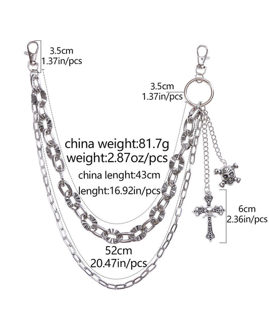 Punk Double-Layer Skull Cross Pants Chain