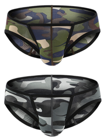 Men’s Sexy Camo Print Mesh Bikini