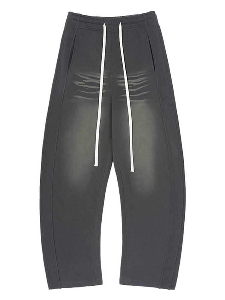 Men's Retro Loose Low-Rise Distressed Curved Pants