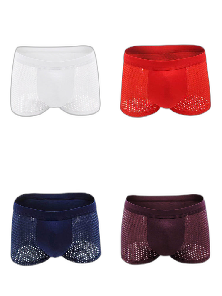 4 Pack Men’s Breathable Mesh Trunks with Antibacterial Fabric