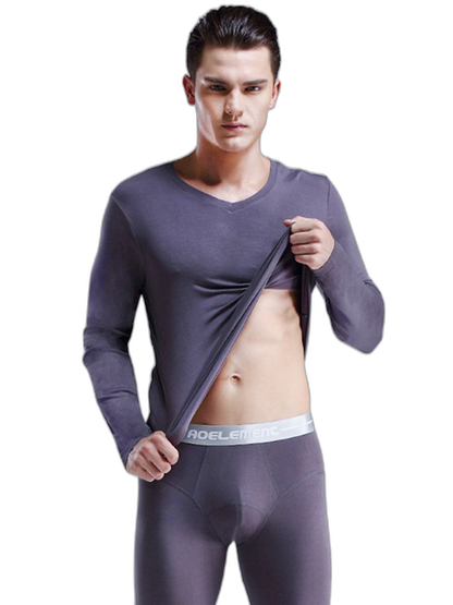 Mens Ultra Soft Low Cut V-Neck Thermal Shirt