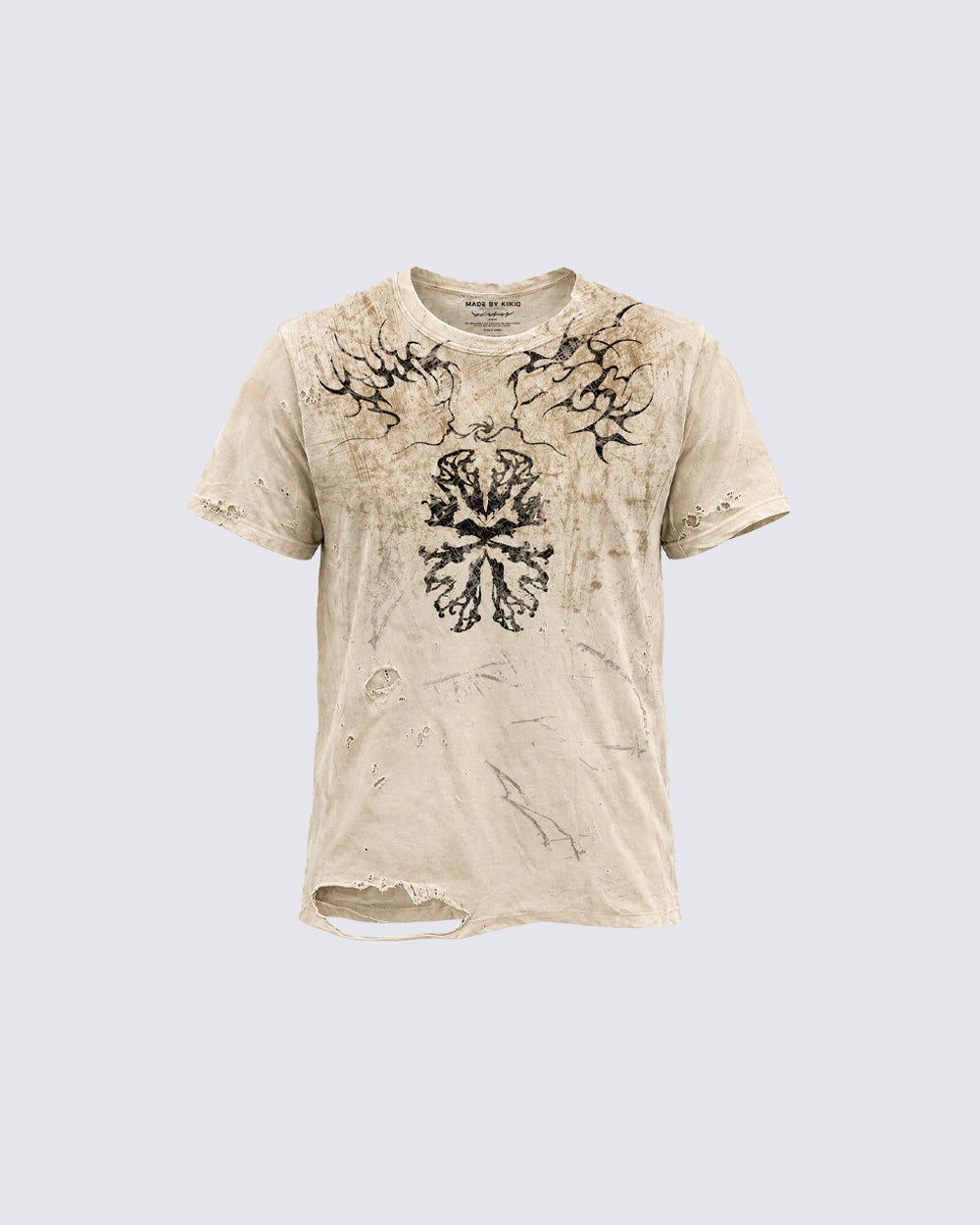 Vintage Washed Distressed Design Printed T-Shirt