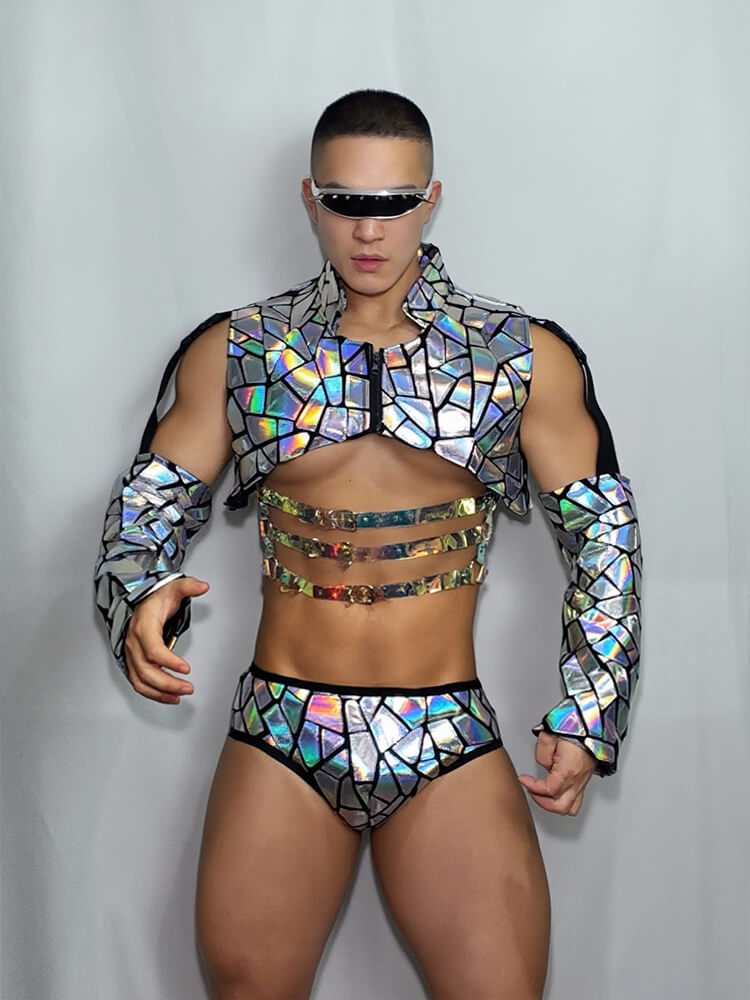 Men's Iridescent DS Laser Futuristic Performance Costume Set