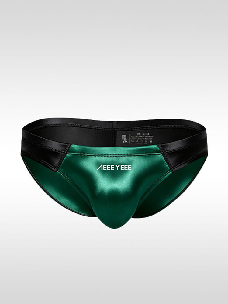 Men's Sexy Low-Rise Satin Colorblock Briefs