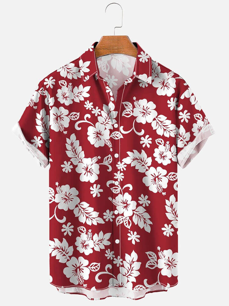 Men's Fashion Floral Print Short-Sleeve Shirt
