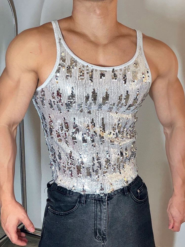 Men's Shiny Sequined American Casual Sports Vest