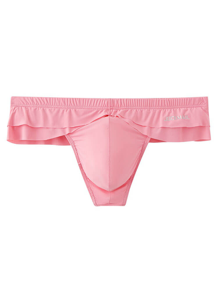 Men's Ultra-Thin Ice Silk Ruffled Thong