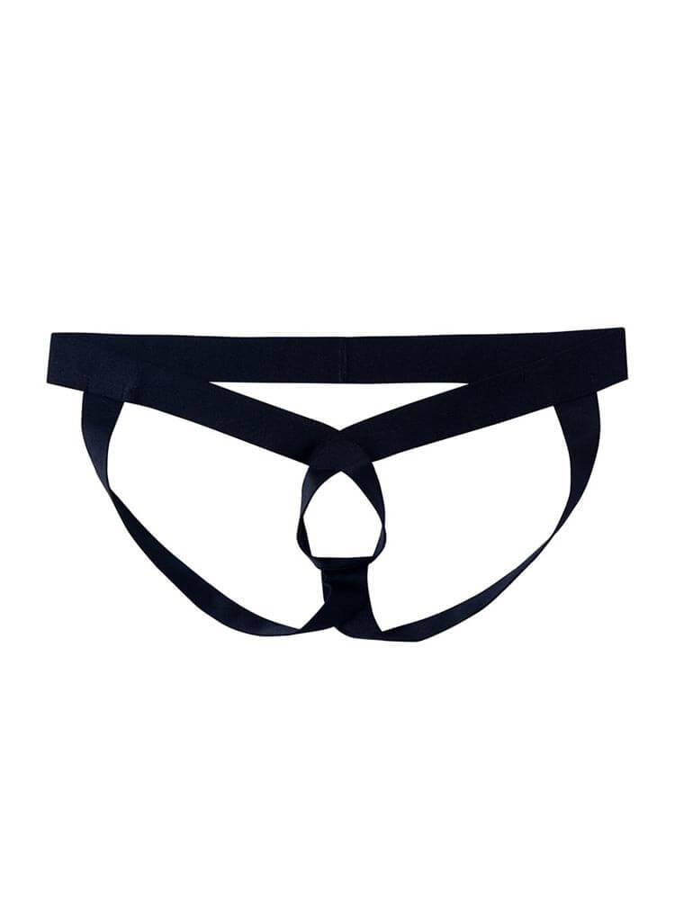 Men's Sexy Solid Color Hollow Loops Double Thong