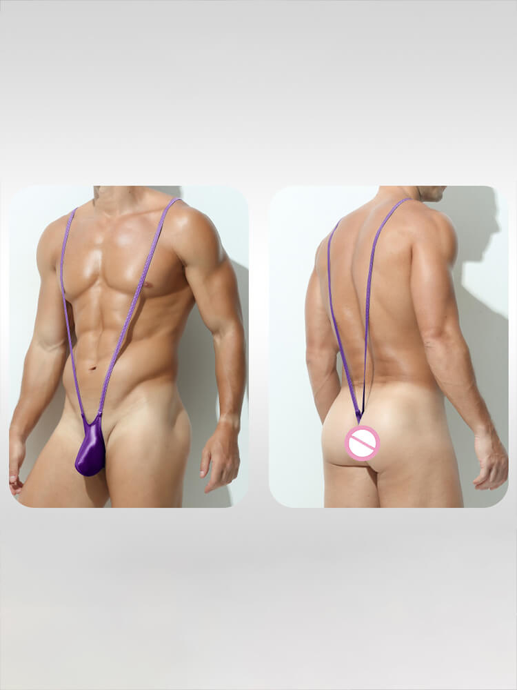 Men's Sexy Seamless Large Pouch Stretchy Bodysuit Thong