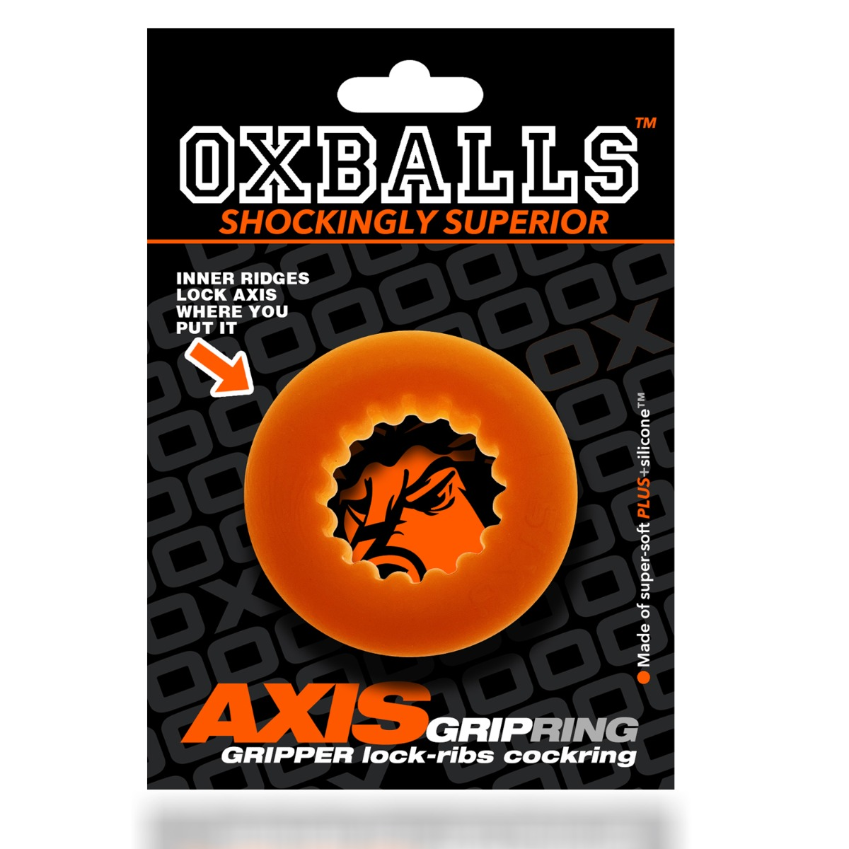 Oxballs Axis Rib Griphold Cockring in Orange Ice