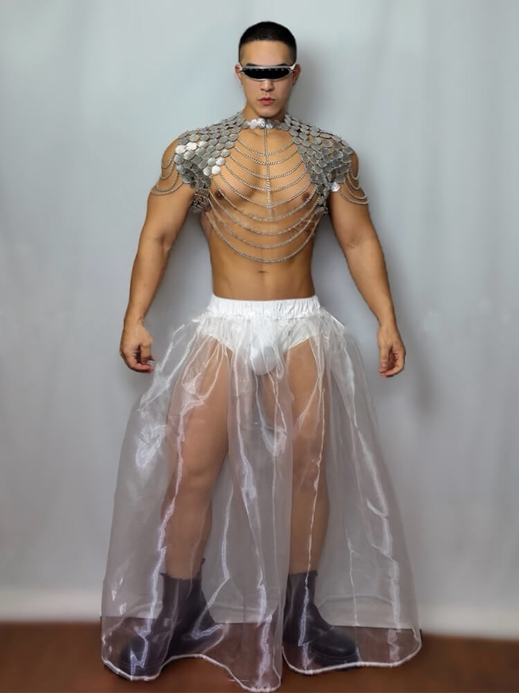 Men's Sheer Tech-Style Sequin Performance Costume Set
