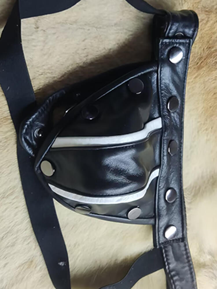 Men's Punk Contrast Leather Detachable Thong