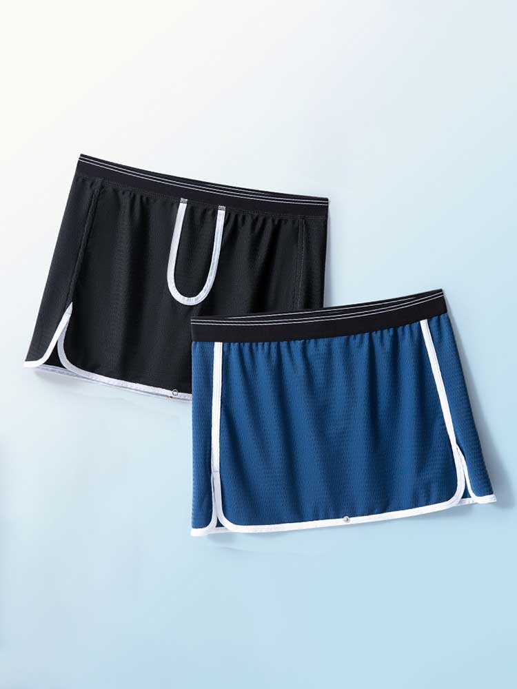 Men's Gun Bullet Separation Crotchless Skirt Trunks