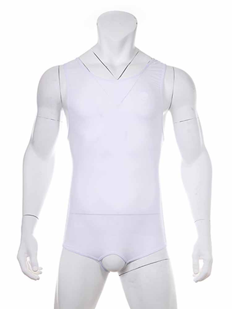 Men's Sleeveless Hip Revealing Slim Bodysuit