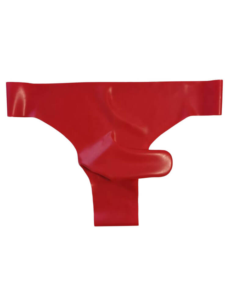 Men's Solid-Color Separate Pouch Latex Thong