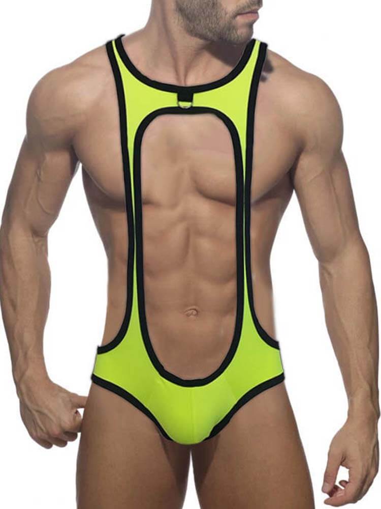 Men's Cutout Thong Bottomless Bodysuit