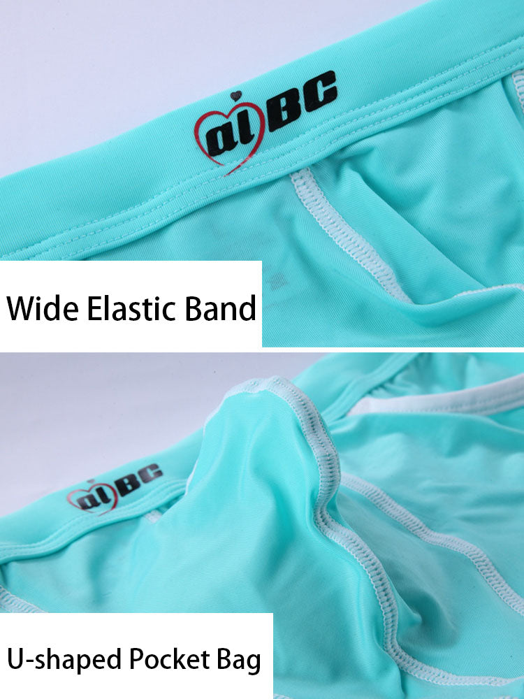 3 Pack Men's Long Leg Boxer Briefs Made of Ultra-Thin Ice Silk with Anti-Wear Elastic