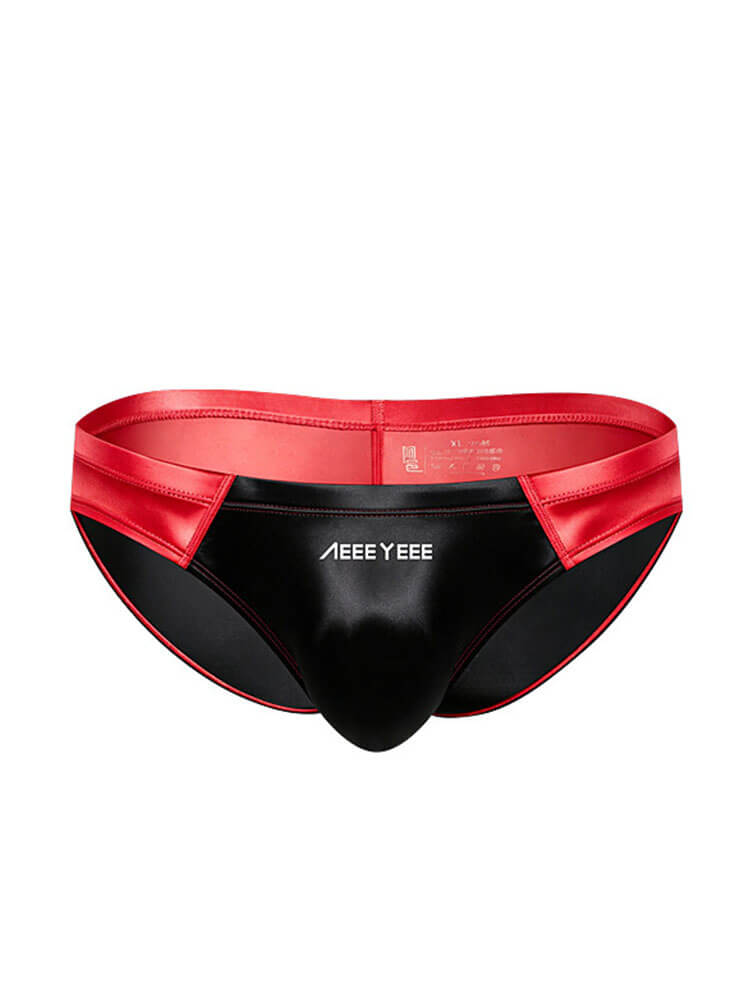 Men's Sexy Low-Rise Colorblock Satin Briefs
