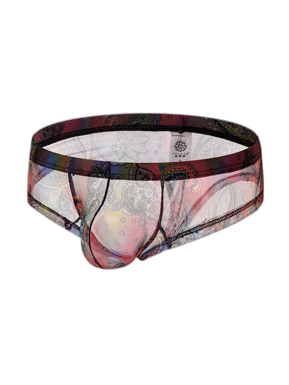 4-pack Men's Lace Print Sheer Mesh Bohemian Boxer Briefs