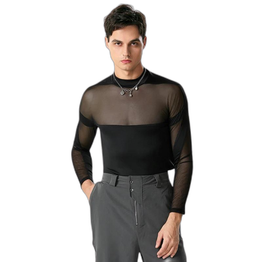 Turtleneck Long Sleeve Mesh Bodysuit