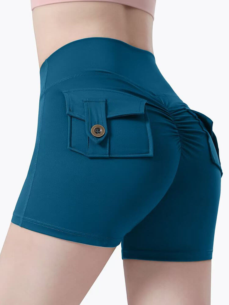 Solid Color High Waist Fitness Slim Yoga Shorts