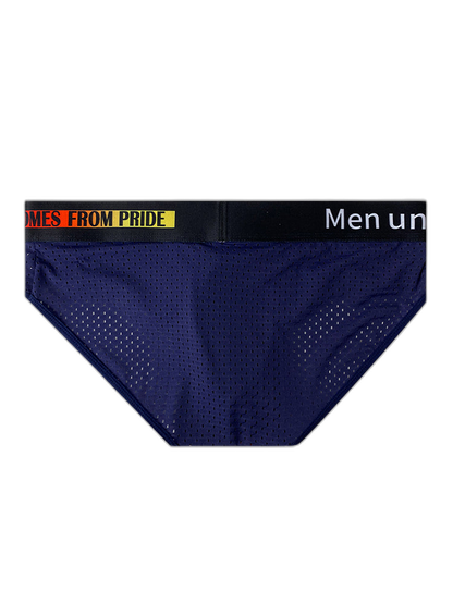 Men's Mesh Briefs With Colorful Spliced Lines